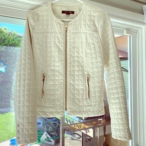 Cream Colored Faux Leather Jacket